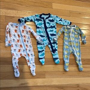 Kids One Piece Pajama Set - Blue, White, Gray
